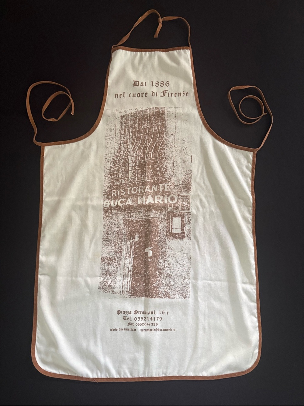 Florence Italy Travel Memorabilia Historic Buca Mario Restaurant Apron